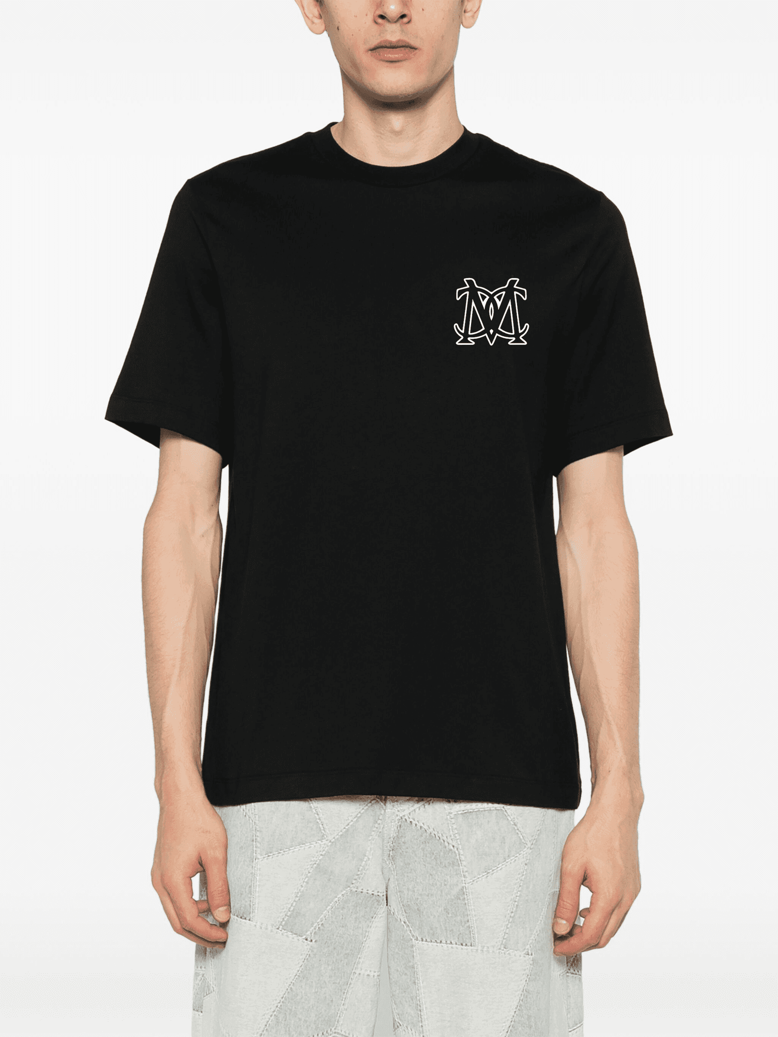 Melrose Club black Iconic monogram streetwear tee front & back print with a stylish logo design