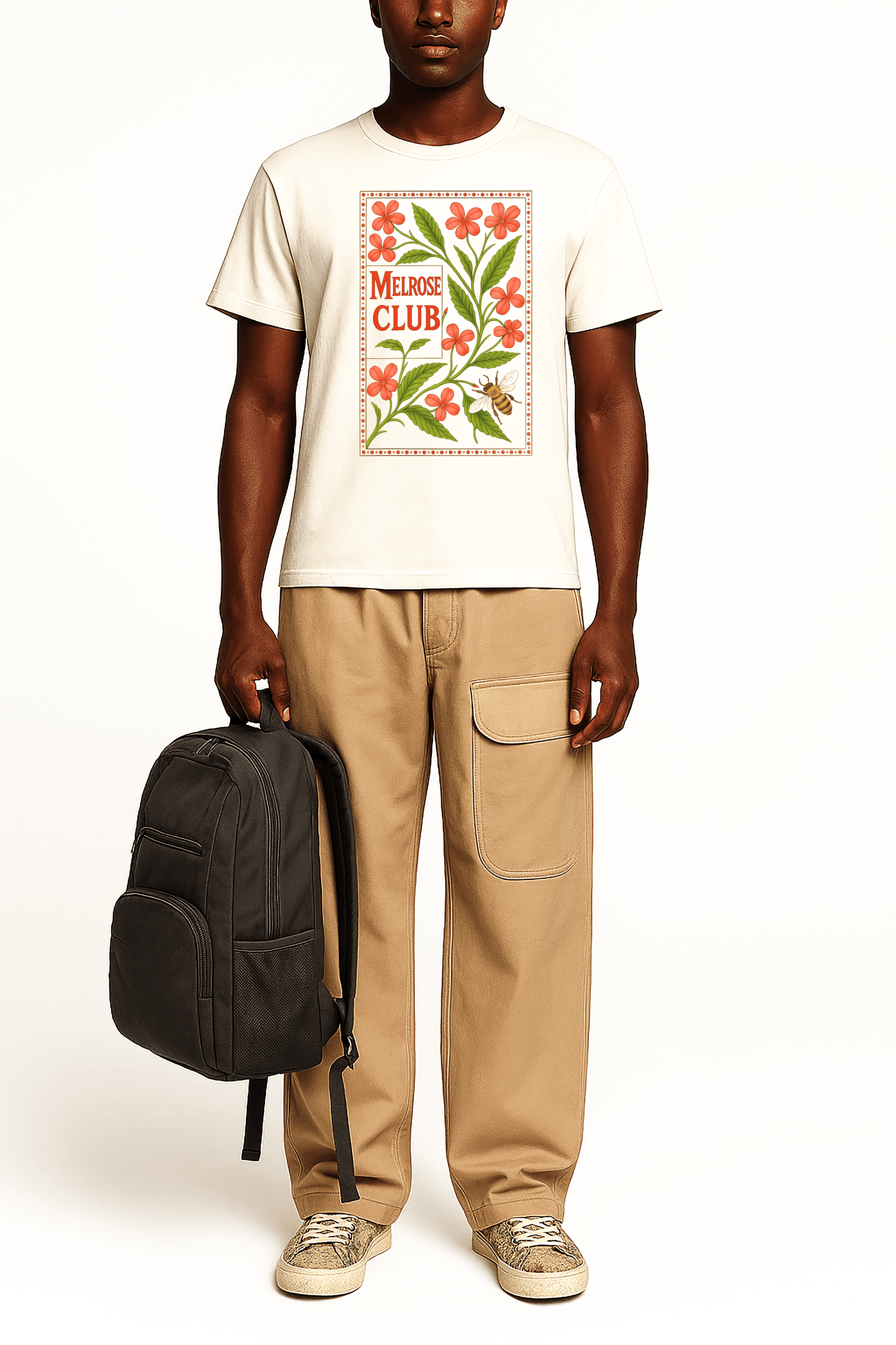 Melrose Club Garden Bloom Print T-Shirt in Cream with Floral Design for Casual Wear