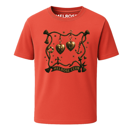 Melrose Club Nautical Heart Graphic Tee in Red with Unique Nautical Design