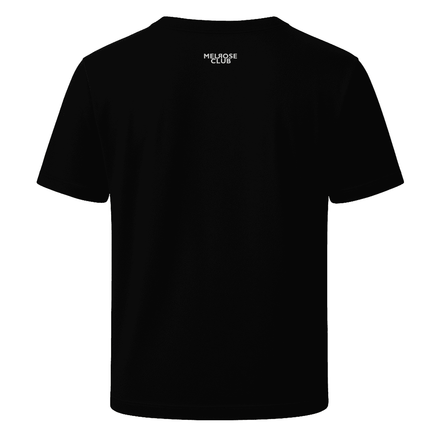 Black Melrose Club Venom Script graphic tee with a simple back design
